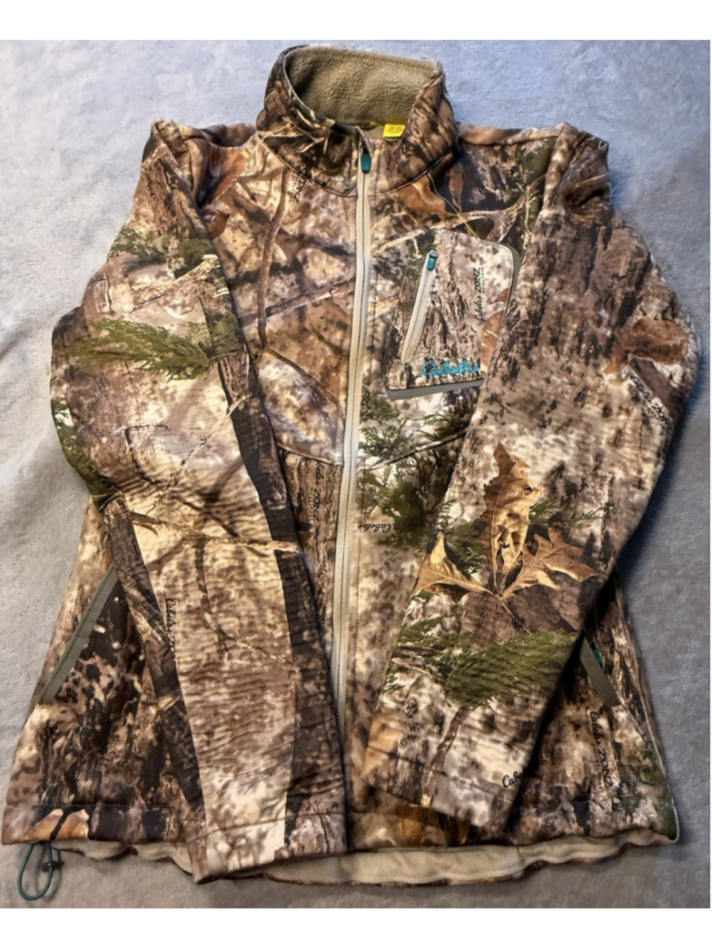 Cabelas Jacket Women XS Brown Camo Zonz Woodlands Camo Fleece Lined Hunting Coat